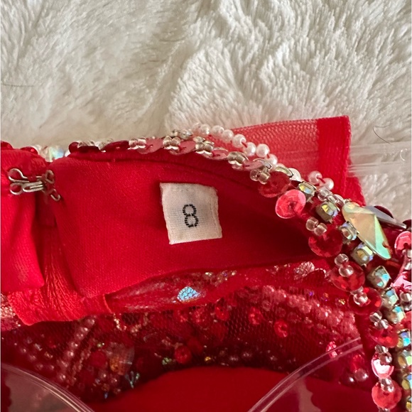 Red two piece beaded homecoming formal dress - Picture 7 of 16